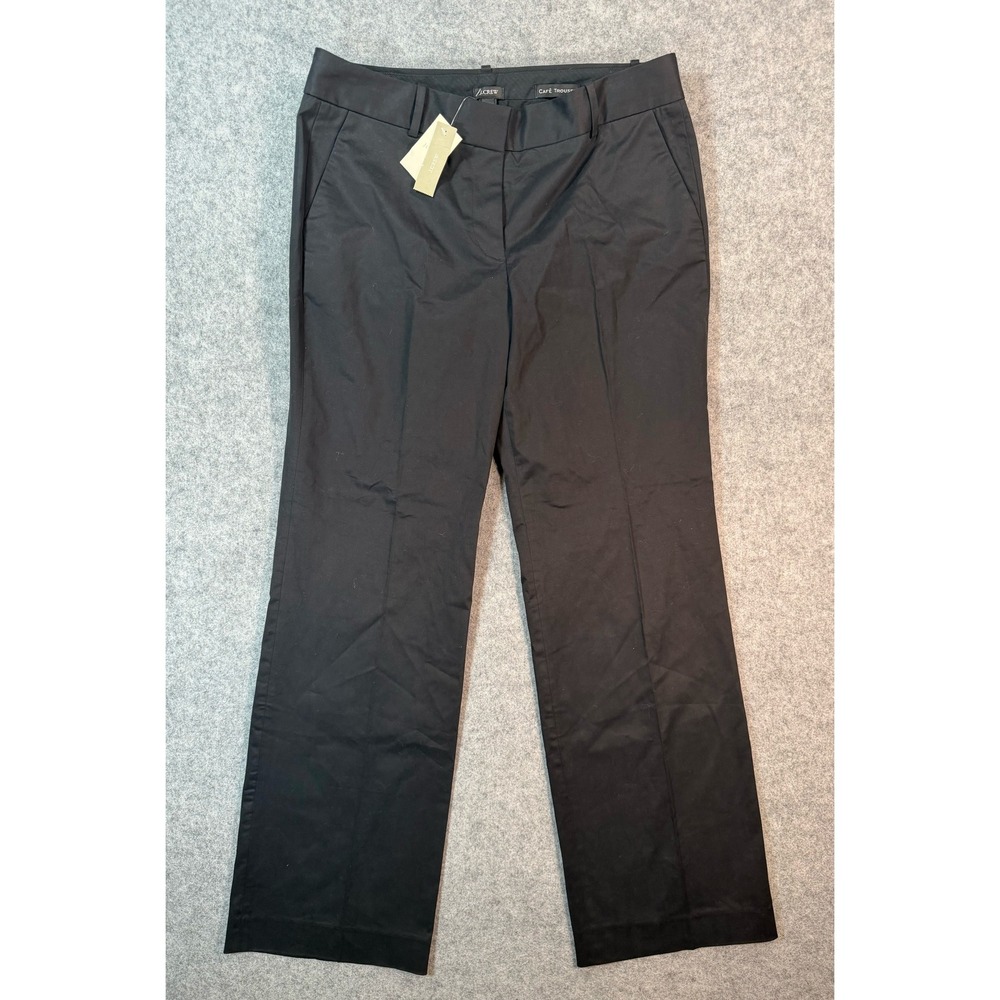J.Crew Cafe Trouser Womens 10 Black Stretch Cotton Straight Leg Dress Pants NEW